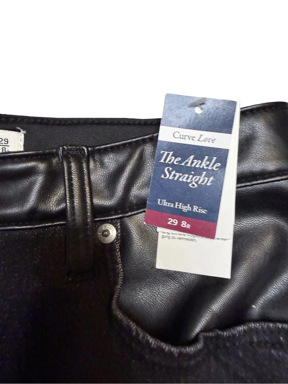 🖤NWT Abercrombie Curve‎ Love Vegan Leather Panel Ankle Straight Jeans Size 29🖤
